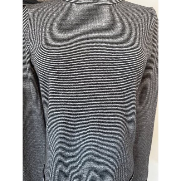 2/$30 ZARA Knit Black & White Medium Striped Sweater Crew Neckline - Picture 5 of 14
